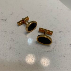 Tiffany & Co. Cuff Links Gold & Navy